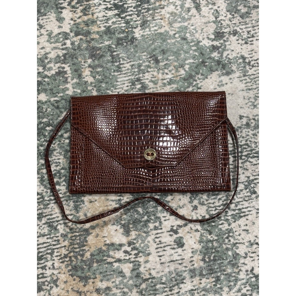 Womens Vintage JAY HERBERT New York Brown  Leather Handbag Crossbody Clutch